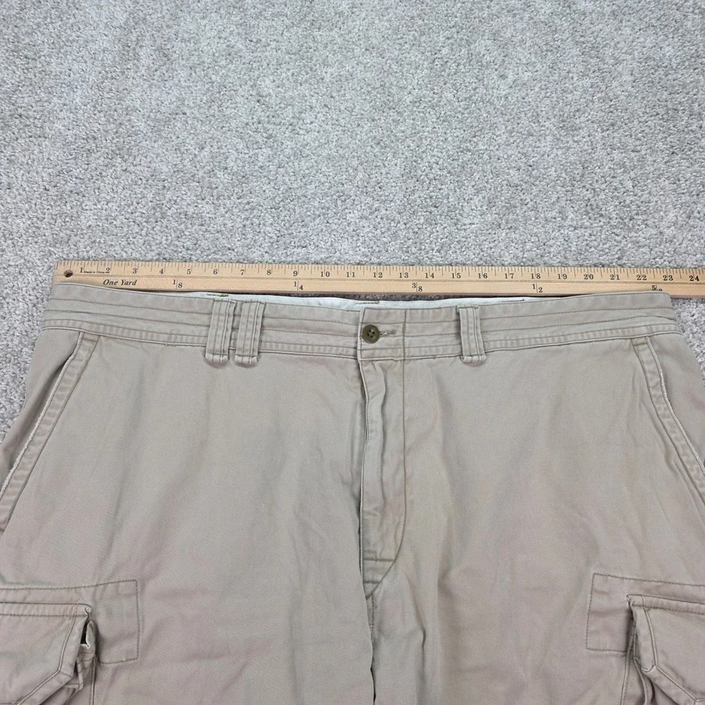 Polo Ralph Lauren Y2K Mens 46B Distressed Cargo Shorts Tan Khaki‎ Cotton Twill